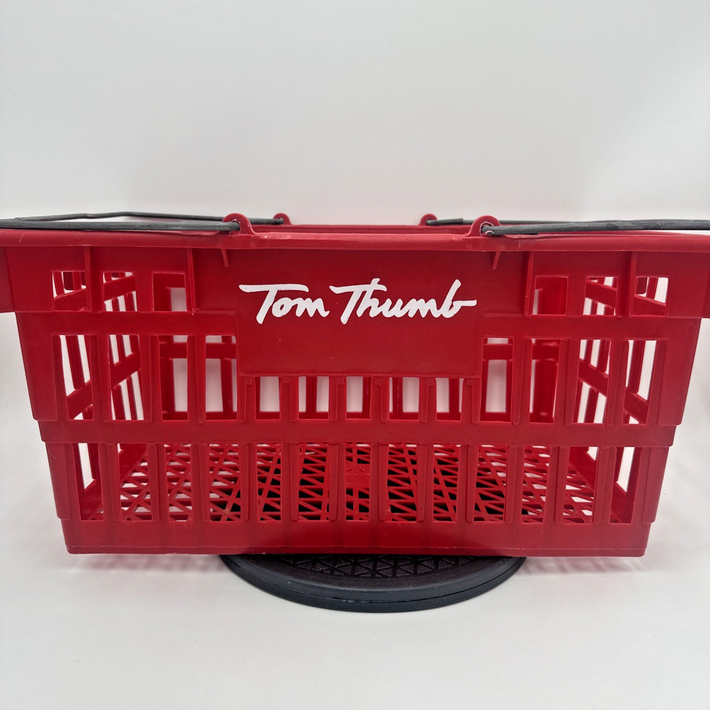 Vintage Tom Thumb Stores Red Shopping Basket Metal Handles